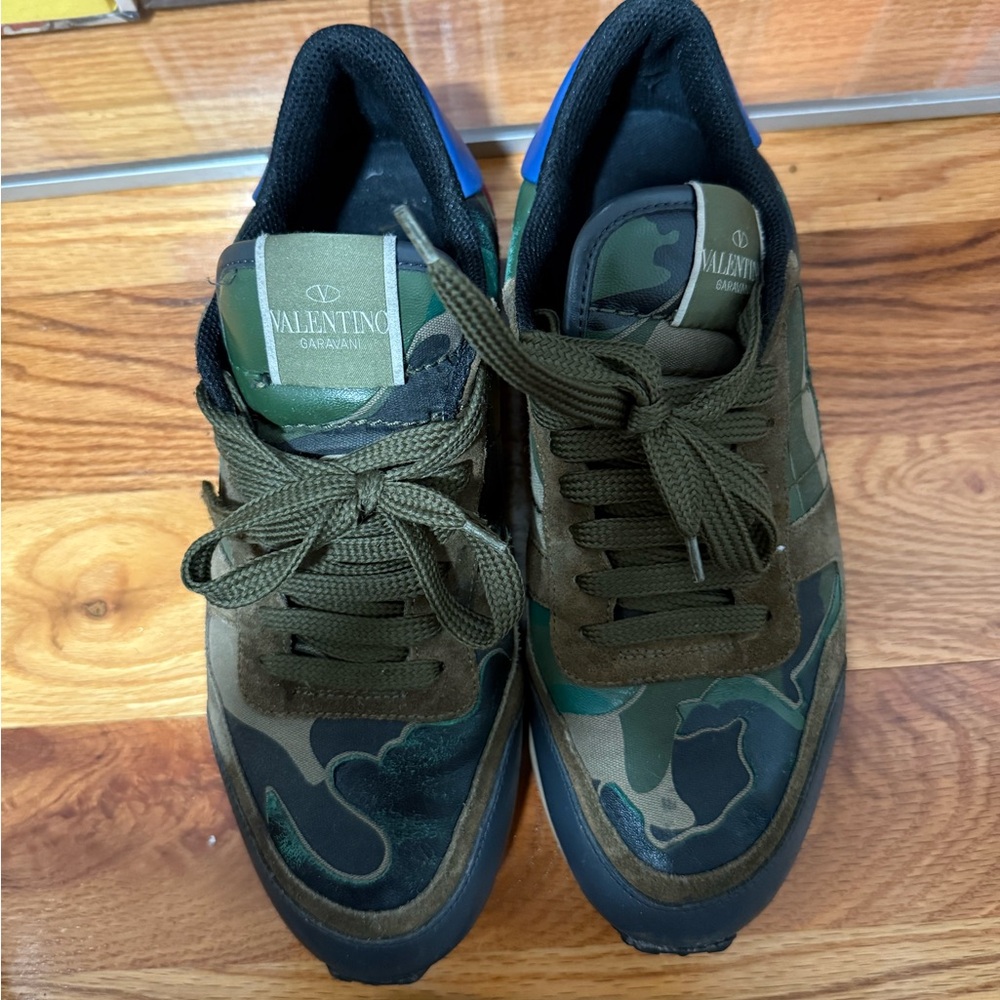 Valentino Green and Brown Camouflage Sneakers